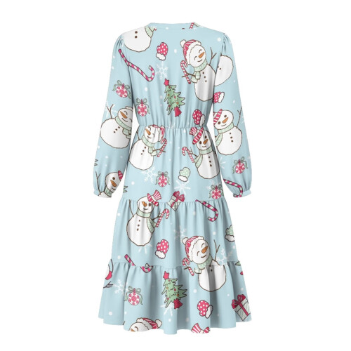 Women's Christmas Snowman Patchwork Midi Dress X-Large 2