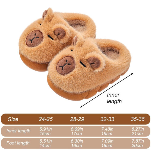 Capybara Slippers Plush Warm Cotton Size Small 1