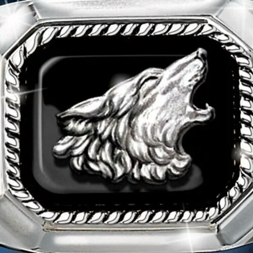 Men's Silver Wolf Ring Jewelry Gift Size 7-13 2