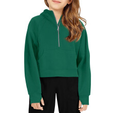 Girls Half-Zip Hoodie Long Sleeve Lightweight Pullover with