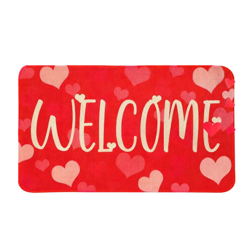 Valentine Day Carpet Mat Red Polyester Indoor Outdoor 1
