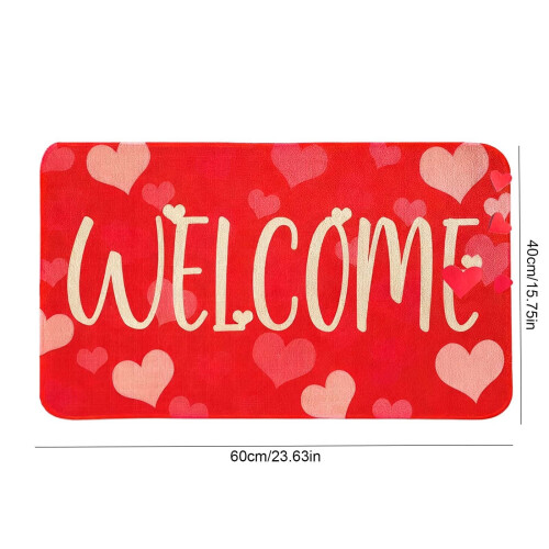 Valentine Day Carpet Mat Red Polyester Indoor Outdoor 2