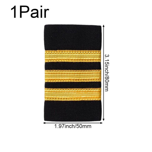 Pilot Style Epaulets Gold Stripe Cloth Shoulder Badge 1 Pair 2