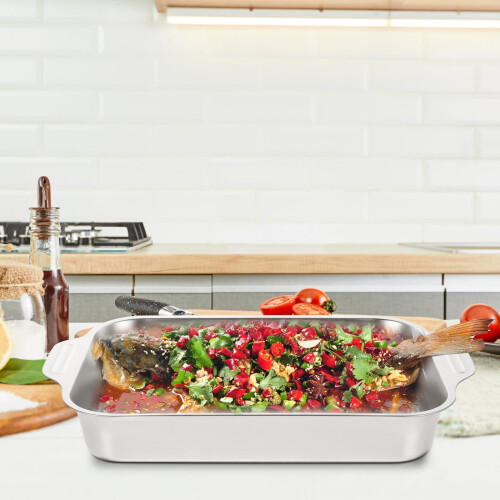 Stainless Steel Rectangular Roasting Pan for Fish and 2