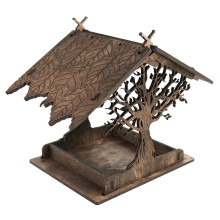 Wooden Pagoda Bird Feeder for Outdoors, Standable and