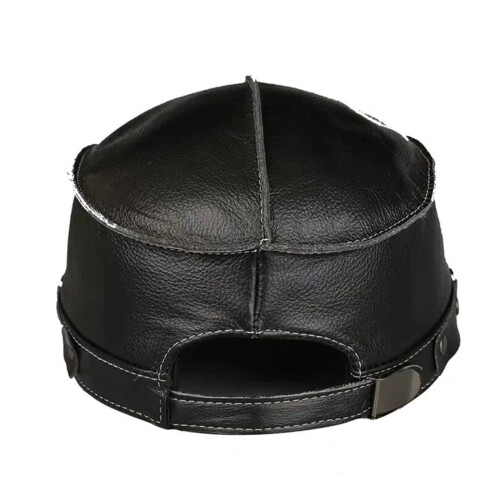 Real Leather Baseball Cap Unisex Black Brown 1