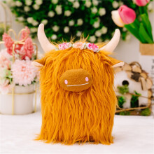 3D Yak Plush Toy - Yellow Standing Stuffed Animal 9 inch