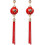 Chinese Red Lantern Tassel Drop Earrings Sterling Silver 1 1