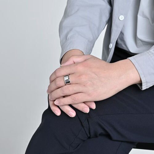 Stainless Steel Double Beveled Ring Silver Size 12 2