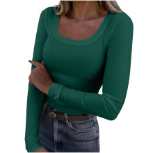 Women's Long Sleeve Scoop Neck Ribbed Knit Top