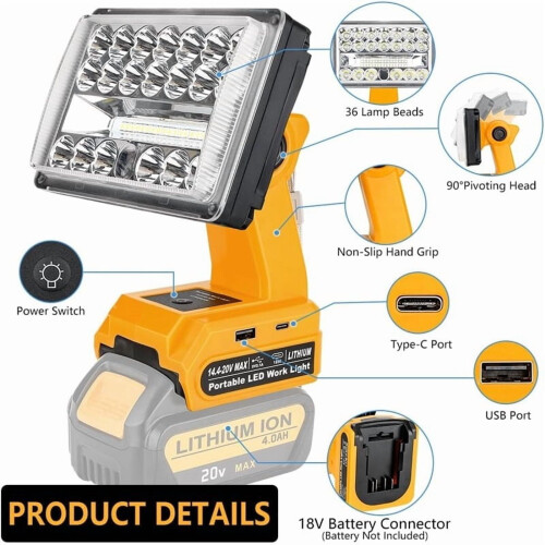 DeWalt 18-20V Li-ion LED Work Light 5 inch 2