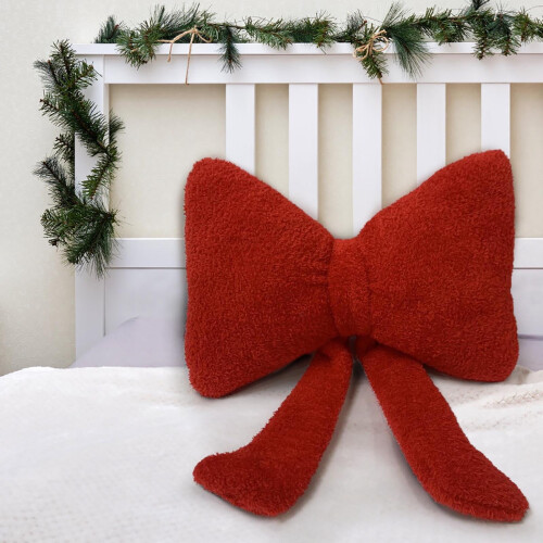 Red Bow Ribbon Sofa Pillow Cushion