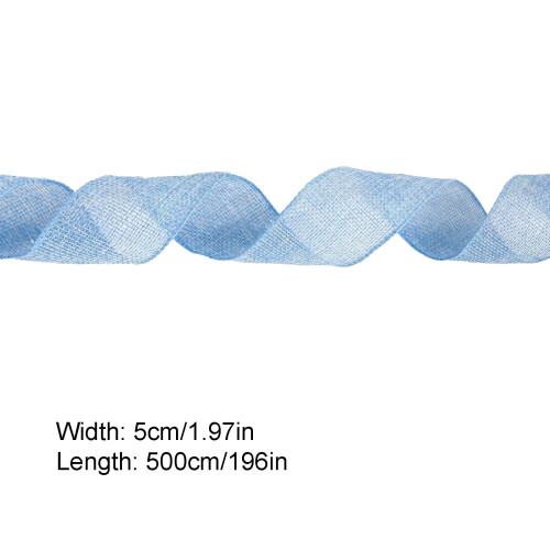 Blue Wired Burlap Ribbon 2 inch 2