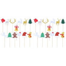 Christmas Cake Toppers Assorted Colors 12 pcs