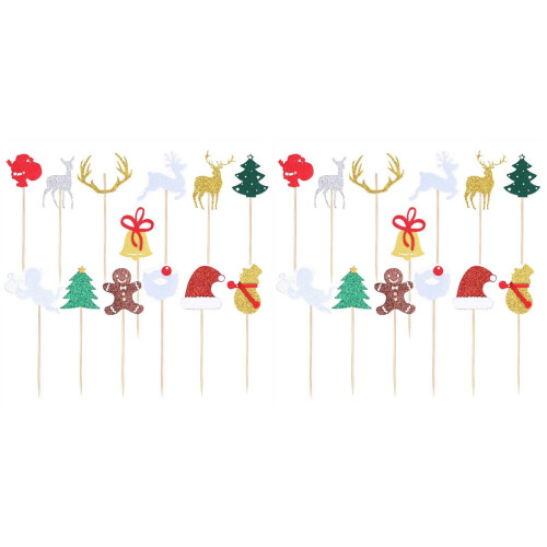 Christmas Cake Toppers Assorted Colors 12 pcs