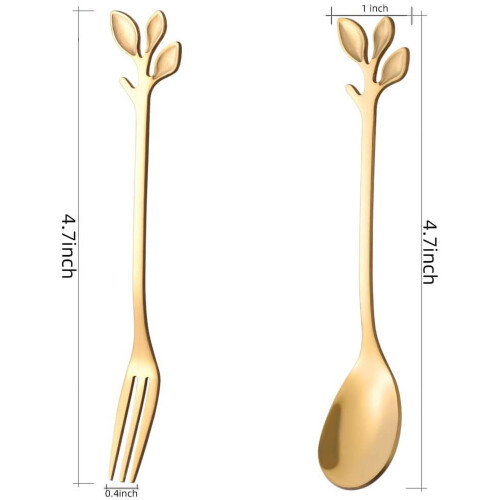 Mini Gold Coffee Spoons and Dessert Forks Set 20-Pc 1