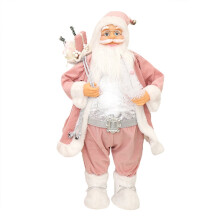 Santa Claus Plush Figurine Pink Robe 1 pc