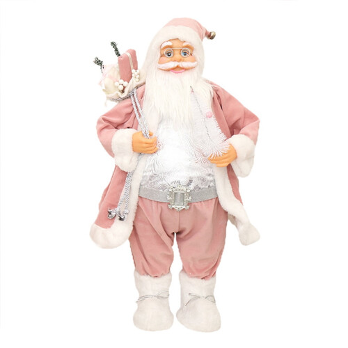 Santa Claus Plush Figurine Pink Robe 1 pc