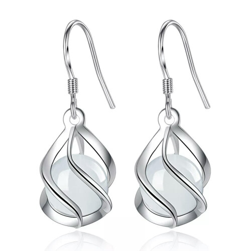 925 Silver Opal Spiral Drop Earrings 2
