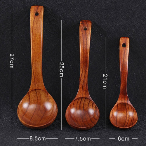 Natural Wood Soup Ladle Long Handle Size S 1