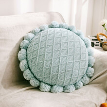 Round Knitted Throw Pillow Light Blue 19.6 Inch