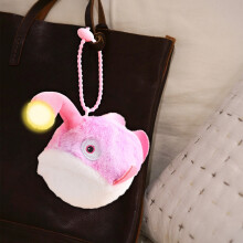 LED Light-Up Plush Fish Doll Pink Magnetic Mouth 1pc