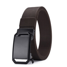 (Coffee,120cm)Cinturón de lona transpirable para hombre con hebilla de aleación para deportes y uso diario