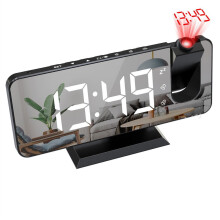 LED Projection Alarm Clock White 7.5 inch Dual Alarm