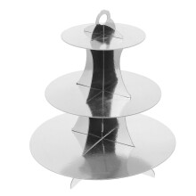 Paper Dessert Display Stand Silver 1 Piece 11.8 x 11.8 x 13