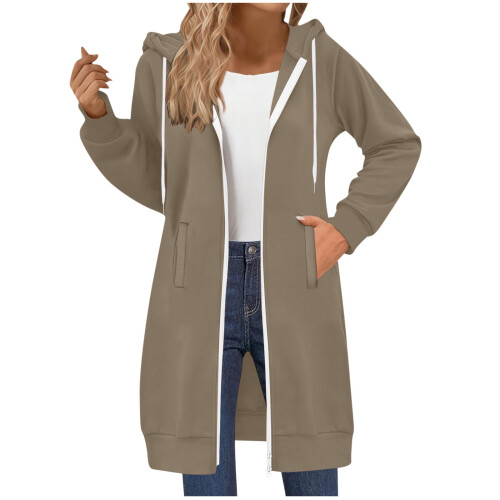 Women's Hooded Sweatshirt Longline Oversized Fit with Front 1