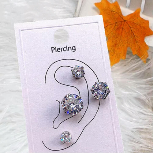 Crystal Magnetic Ear Studs Zircon Non-Piercing 5pcs 2