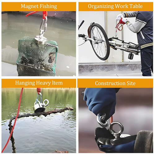 Fishing Magnet Kit 140kg Pull Force with 20m Rope Carabiner 2