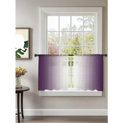 Purple and White Gradient Sheer Curtains 52x45 Rod Pocket 1