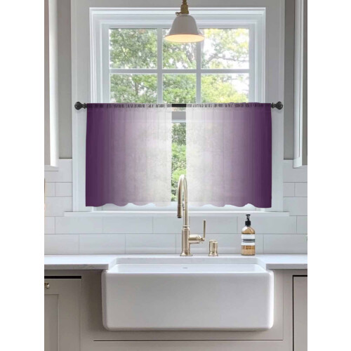 Purple and White Gradient Sheer Curtains 52x45 Rod Pocket 2
