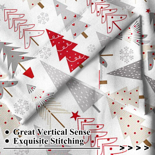Christmas Tree Cafe Curtains Red Gray Cedar Pine 26x24in 1