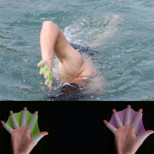 Silicone Hand Paddle Flippers 1 Pair Green 2