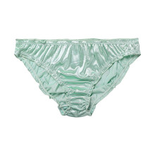 Satin Bikini Panties for Women Green Low-Rise Cheeky Briefs