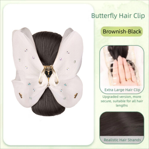(Brown Black) Lightweight Women\'s Bun Wig with Full Back Design 2