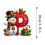 Red Initial Christmas Ornament Acrylic Snowman with Green 3