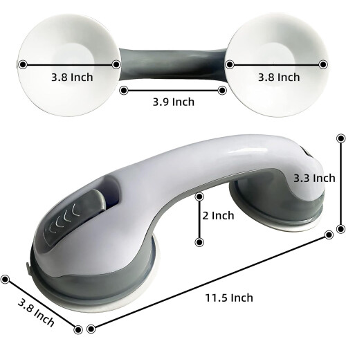 Grey Shower Grab Bars Suction Mount 12 Inch 2 Pack 2