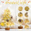 Mini Artificial Christmas Tree Tabletop Red 17.7 Inch Gold 2