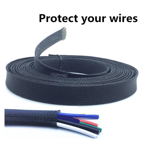 Black PET Insulated Expandable Cable Sleeve 1