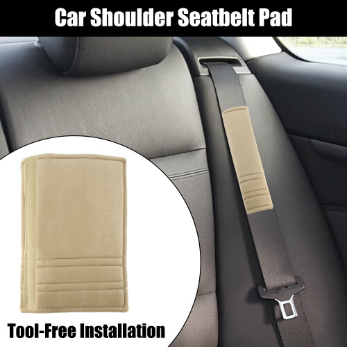 Microfiber Car Seatbelt Pad Covers Khaki 27x6.5 cm 2 pcs 1