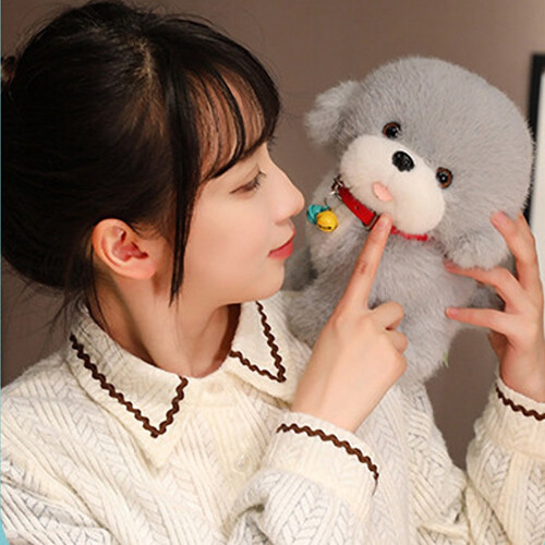 Soft Plush Dog Toy Gray 9.5 Inch