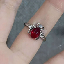 Red Crystal Glass Heart Ring for Women Gothic Spider Design