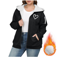 Damen-Sweatshirt mit Kapuze, Fleecefutter und durchgehendem Reißverschluss, Oversized