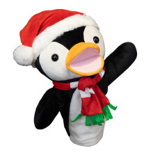 Christmas Penguin Hand Puppet for Kids Soft Holiday Toy 1pc