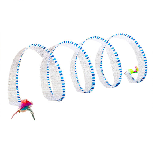 Cat Tunnel Spring Toy Foldable S-Shape for Indoor Cats