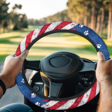 American Flag Golf Cart Steering Wheel Cover Dog Paw
