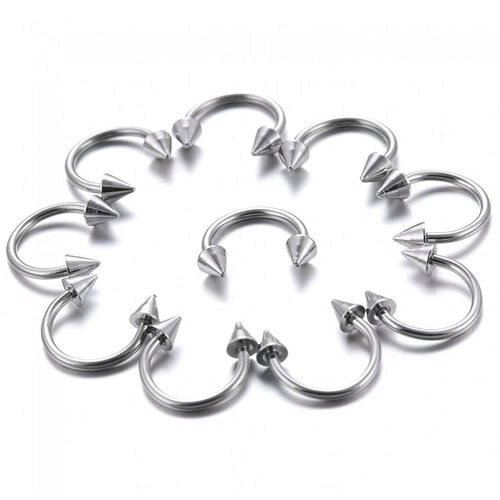 Steel Horseshoe Lip Nose Septum Ring 10 Pcs